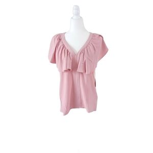 Misia Women Ruffle Neck Blouse Size M Rose
